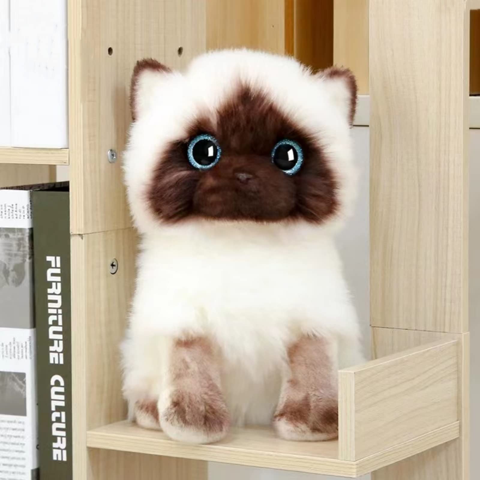Amazon.com: FRANKIEZHOU Lifelike Siamese Cat Stuffed Animal-White