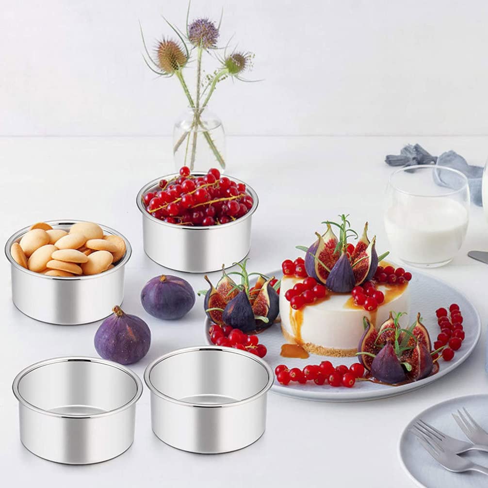 Kichvoe Set 5 Pezzi Teglie Rotonde per Dolci da Forno in Lega di Alluminio, Antiaderenti, Fondo Rimovibile, per Baking Cheesecakes e Pudding