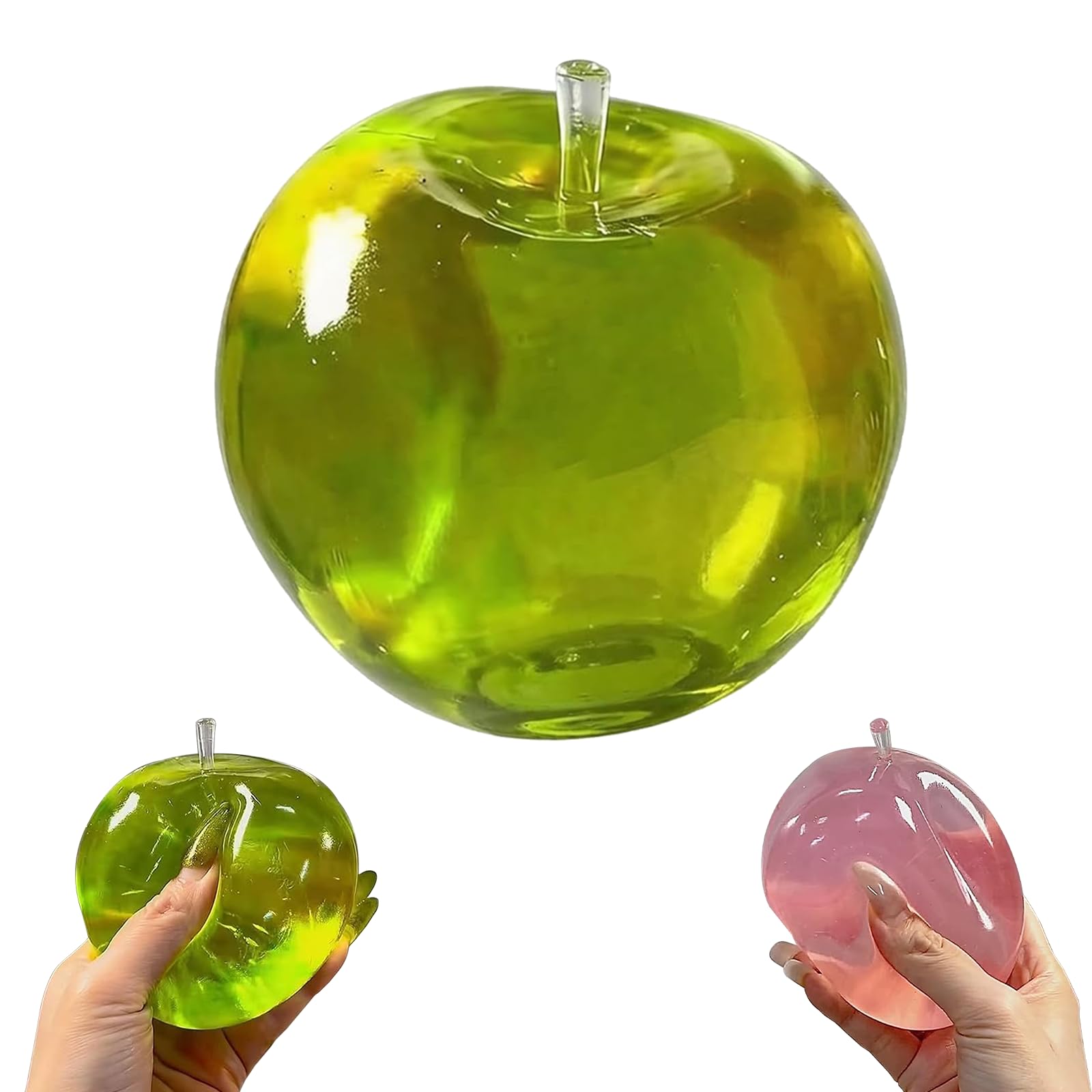Squeeze Toys Cute Apple Squishy Fidget Toys for Kids Adults Water Bead Squeeze Toy for Anxiety Relief, Sensory Food Squishies for ADHD Autism, Birthday Party Favors (green apple)