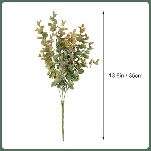 Miniatura 3 de VOSAREA 2 ramos de flores artificiales de seda para bodas y decoración del hogar, arreglo de vegetación de eucalipto, elegante centro de mesa para