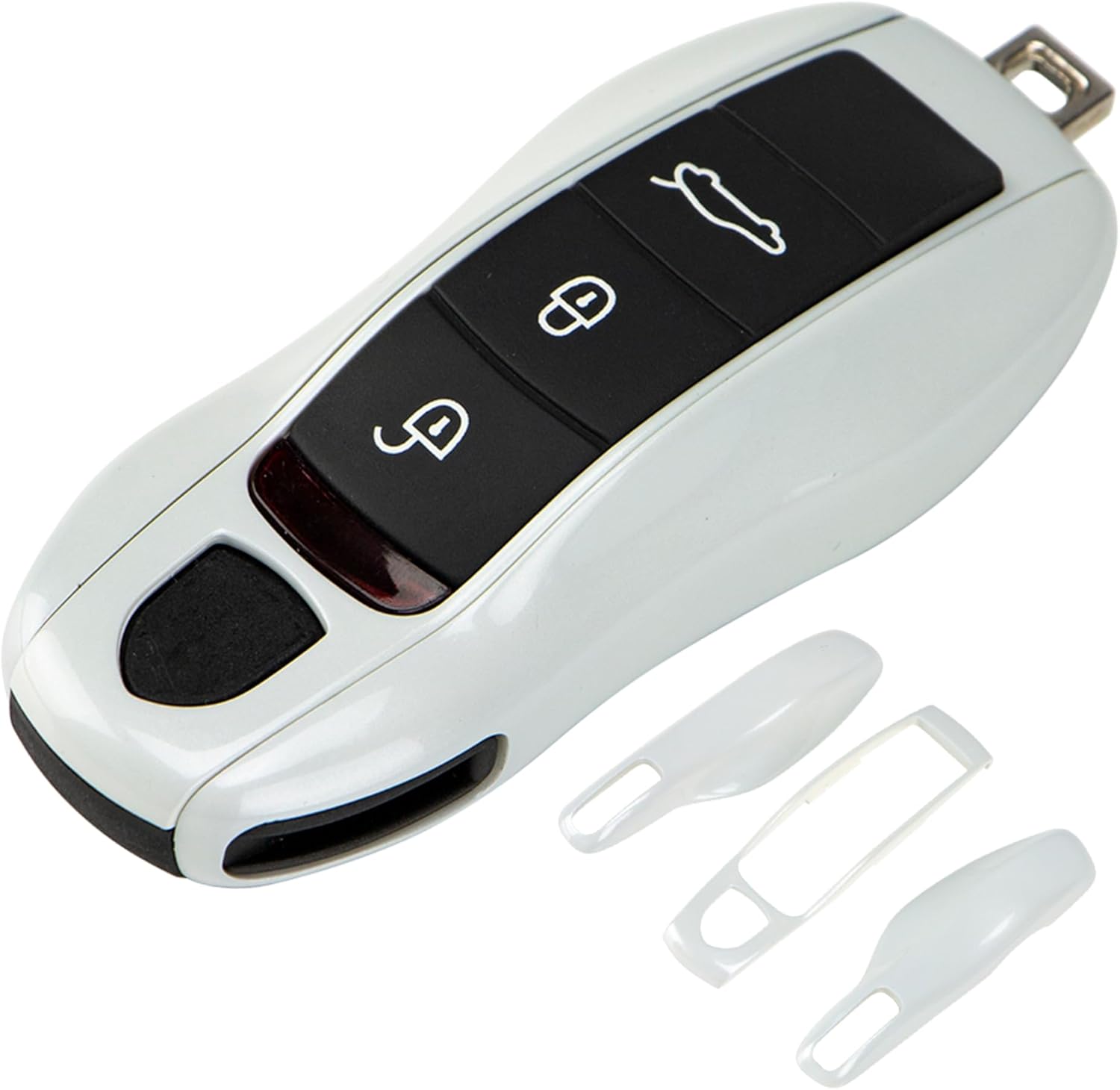Carrara White Key Fob Cover Compatible with Porsche Key Shell, 3-Piece Painted ABS Replacement Key Case (MK1)