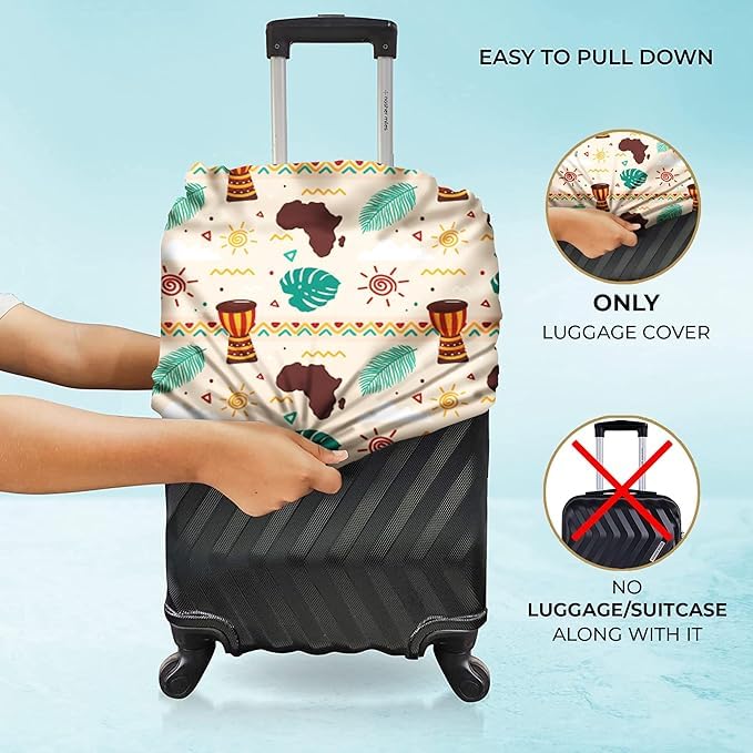 Image of Printed Luggage Cover for Traveling Bag & Suitcase - Stretchable & Scratchproof Trolley Protector with Velcro Lock & Lightweight Washable Material(Suitcase Bag Not Included, Only Cover in Product)