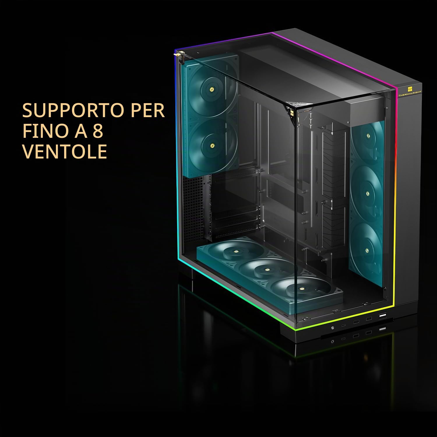 Thermalright Custodia per PC A70 Vision con display da 9,16 pollici | vetro di sicurezza panoramica,torre ATX,supporta scheda madre ATX/scheda grafica da 42cm