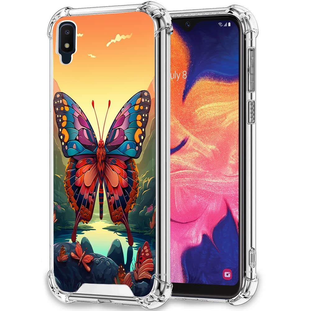 SHENCANG BLUE Case for Samsung Galaxy A10e with Colorful Butterfly Designer-136 Pattern Clear Frame Slim Transparent Soft TPU Shock-Proof Four Corners Reinforced Mobile Phone Case