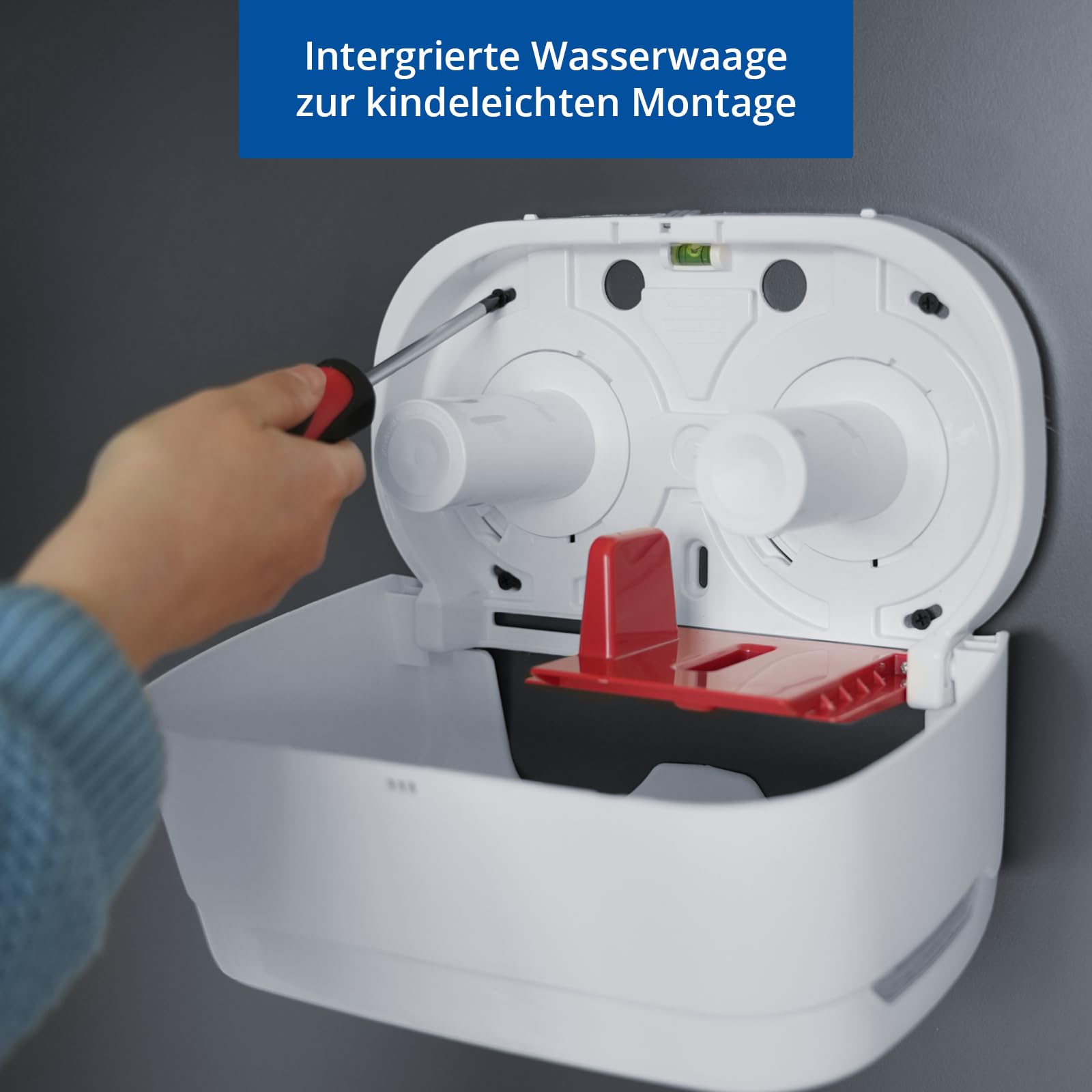 HyPaFol Toilettenpapierspender 2 Rollen, Wandmontage, abschließbar, weiß matt, Hygienespender, Toilettenpapierhalter Gewerbe, WC-Papierspender, Nachfüllbar, inkl. Befestigungsmaterial