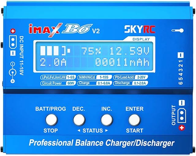 Tenlacum iMAX B6 V2 60W 6A Multi-functional Balance Charger/Discharger for LiPo Lilon LiFe LiHV NiCd NiMh Pb Compatible with DJI Mavic Inspire Intelligent Battery