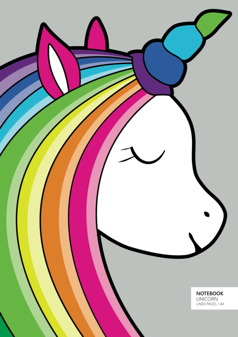 Unicorn Notebook - A4: (Grey Edition) Fun notebook 192 lined pages (A4 / 8.27x11.69 inches / 21x29.7cm)
