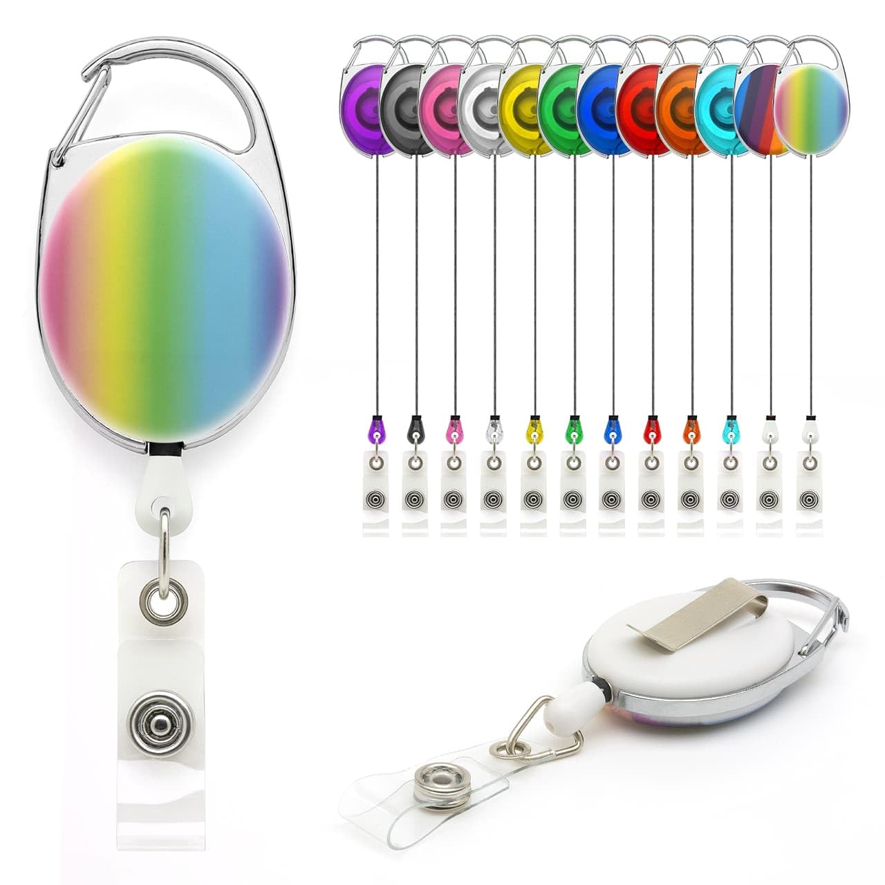 Ombre Colour Fade YoYo Retractable Reel Holder - by Lanyards Tomorrow Extending extendable Ski ID Identification Pass Badge Card Holders Security Access Control Metal Back Belt Clip Pack of 10 — image 1
