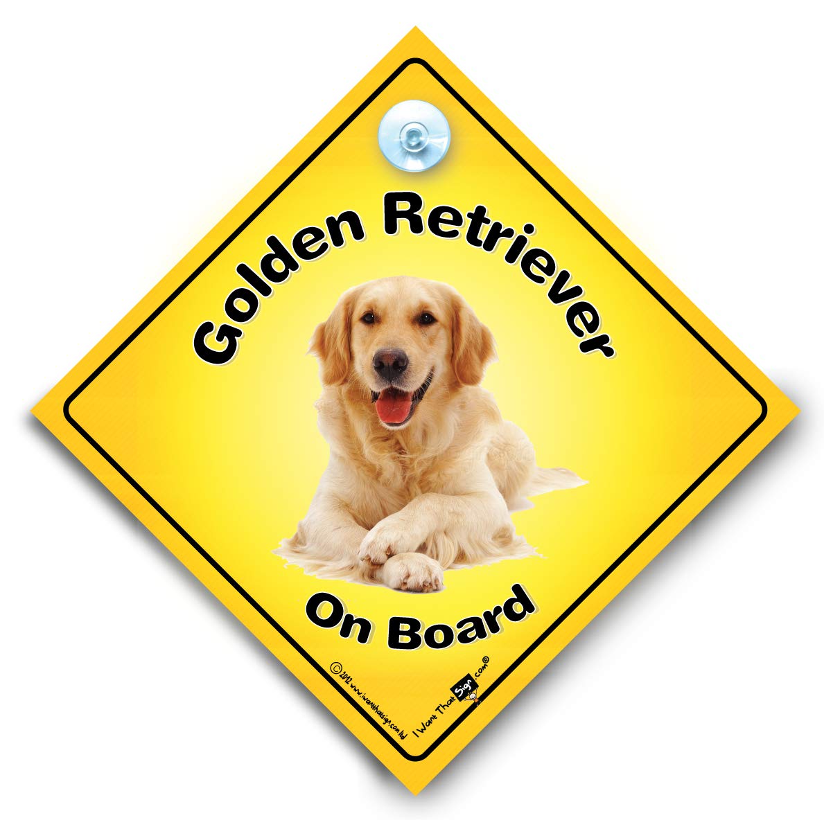 Golden Retriever Dog On Board Car Signn with Suction Cup, 14cm
