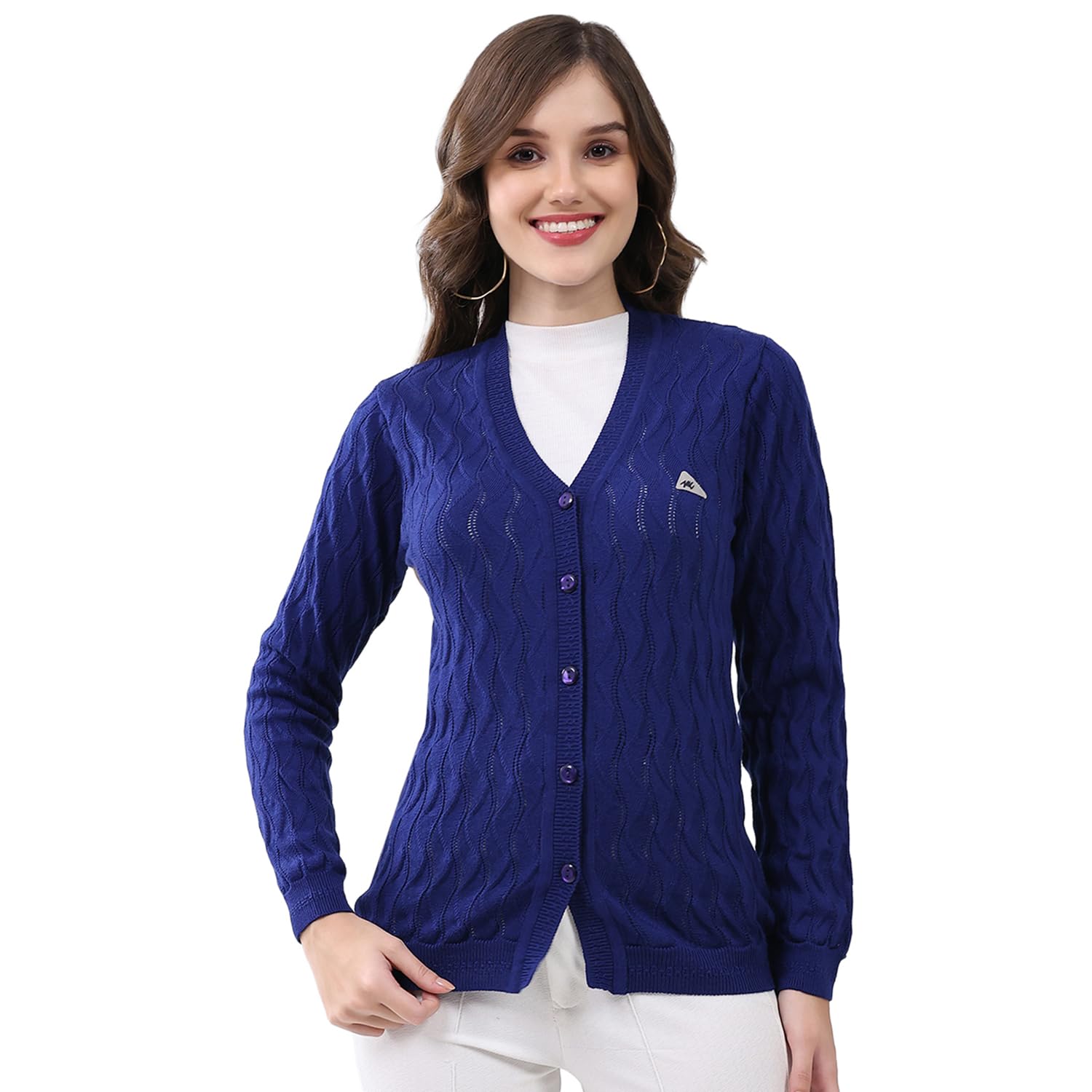 Women V Neck Self Design Cardigan | Regular Fit Full Sleeve Knitwear | Elegant Winter Sweater for Office & Casual Outfits (Pack Of1)-image-31