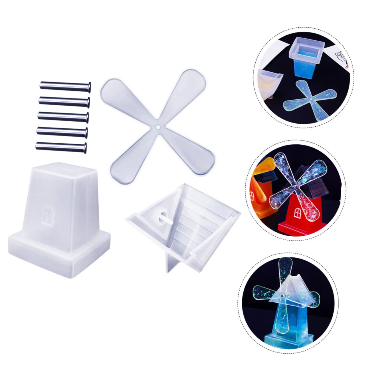 VILLCASE 5ensembles Moule Silicone pour Windmill Rotatif Non-Stick pour Créations Artisanales avec Accessoires Facile à Utiliser Nettoyer