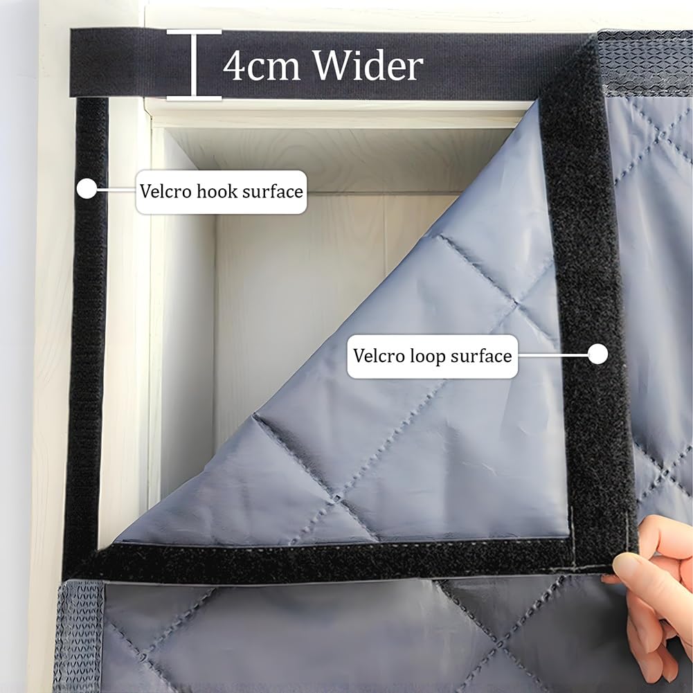Générique Rideau De Porte Isolant Thermique Magnétique, Rideau Isolant Thermique Fermeture Automatique, Tissu Oxford, pour Porte De Salon Couloirs Chambre À Coucher 90x220cm 220x200cm(Gris,120x190cm)