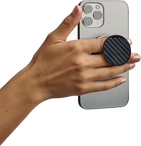 Miniatura 3 de HANDL O MagSafe - Agarre y soporte extraíble de fibra de carbono para teléfono inteligente, para carga magnética