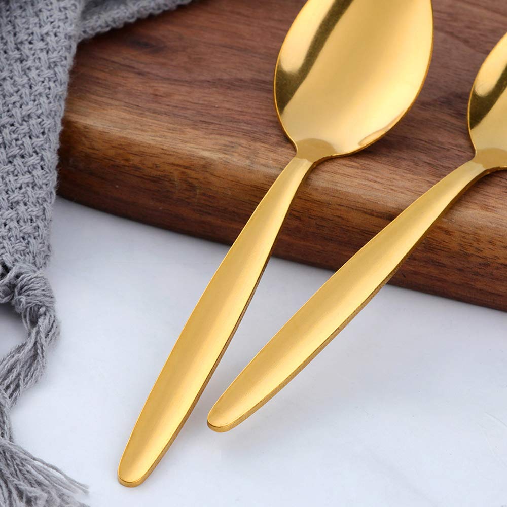 Łyżki do espresso ze stali nierdzewnej, zestaw 12 mini łyżeczek do kawy na deser, herbatę, przekąskę, małe, 11,5 cm, złote łyżki, kolekcja ekonomiczna