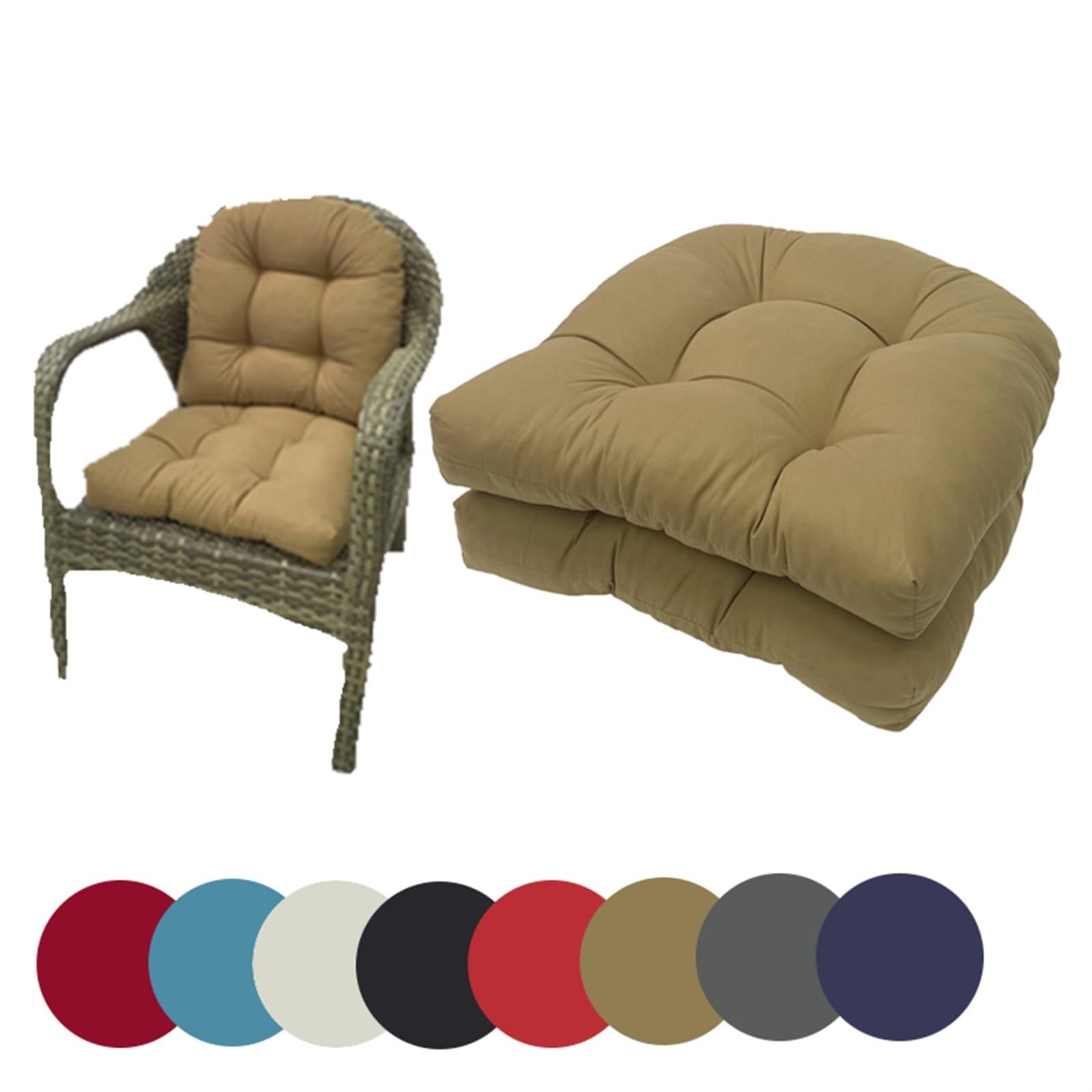 QLXYYFC Waterproof U Shaped Patio Chair Cushions 19”X19” Outdoor Indoor Chair Cushions Set of 2 Furniture Replacement Cushions for Patio Garden(Brown)