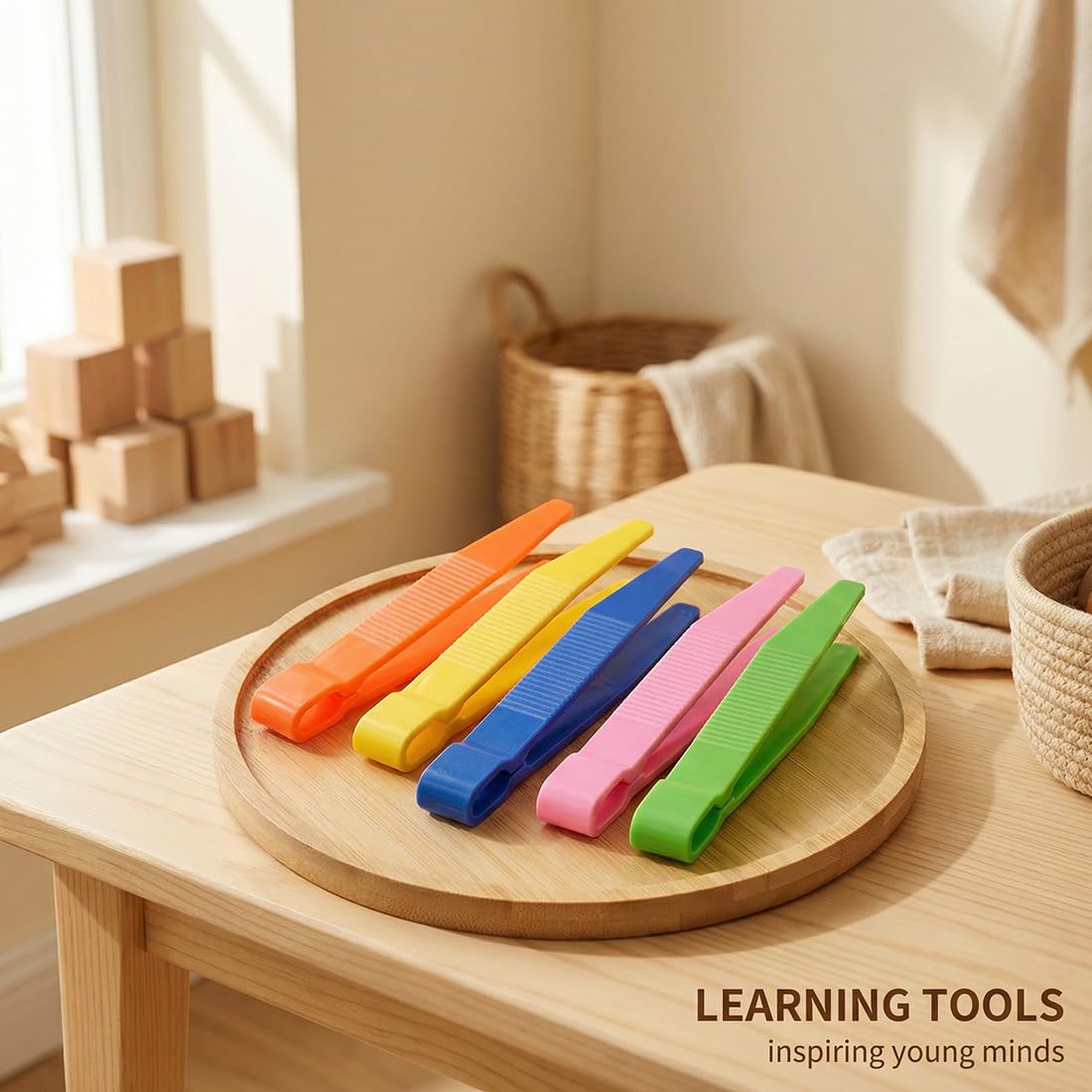 5 piezas Pinzas Montessori para niños - Pinzas de plástico ligeras para habilidades motoras finas y sensoriales, pinzas individuales para planchar (Multicolor) — view 6