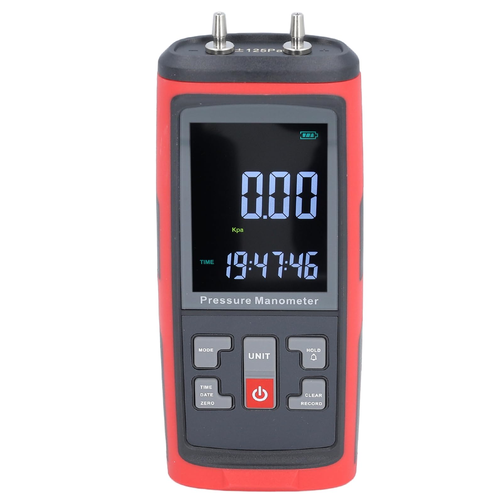 Gas Pressure Tester, High Accuracy LCD Backlit Display Manometer for Calibration