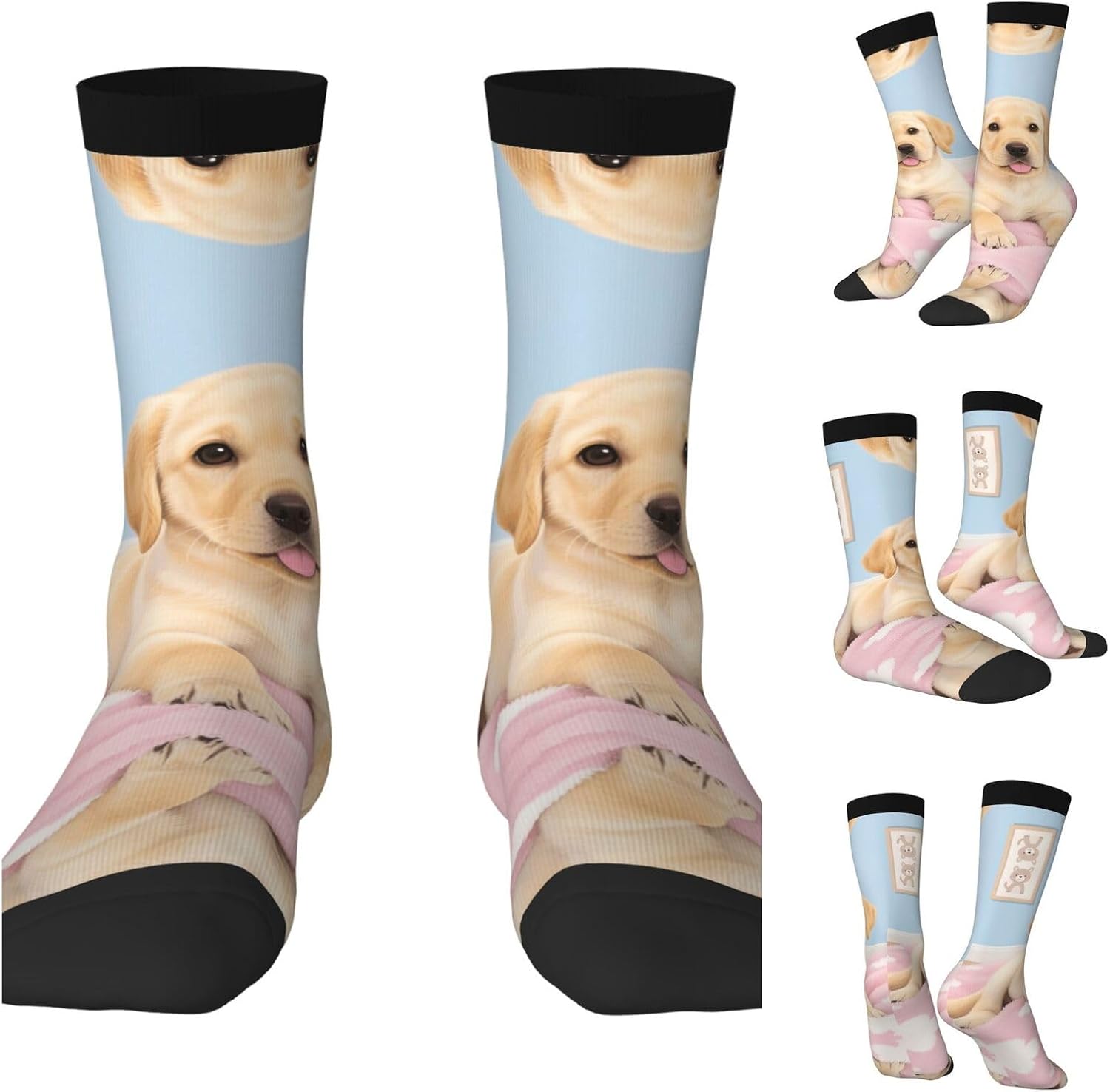 Calf Socks Casual Above Ankle Sock Puppy DogCrew Socks for Men Women Moisture Wicking Cushion Sports