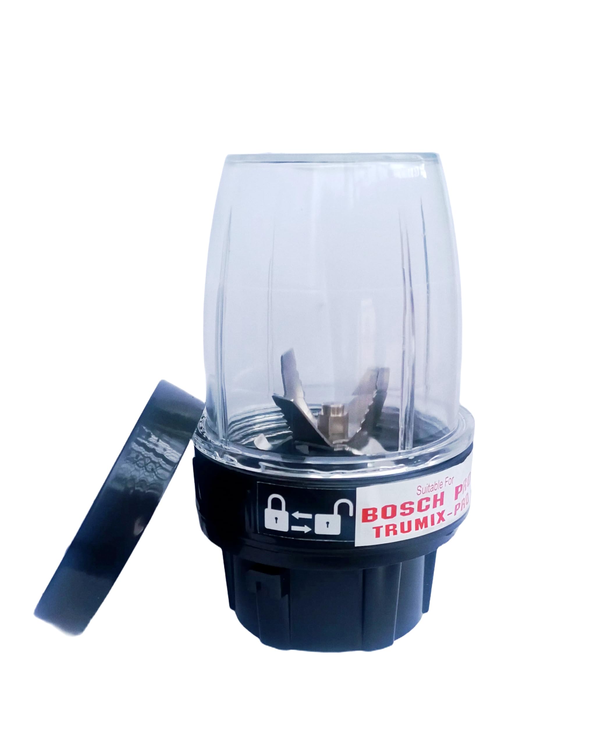 Bullet Jar suitable for Bosch TruMix Pro Mixer Grinder, Clear Glass Container with Black Base, with 4 teeth couplar-image-47