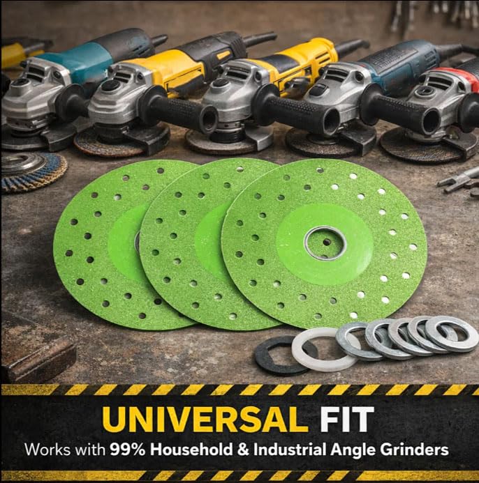 4.5" Diamond Rock Slab Grinding Disc, Angle Grinder Cutting Wheel for Porcelain Tile Granite Marble Glass Ceramic, Chip-Free Dry/Wet Cutting Grinding Chamfering (9 PCS)