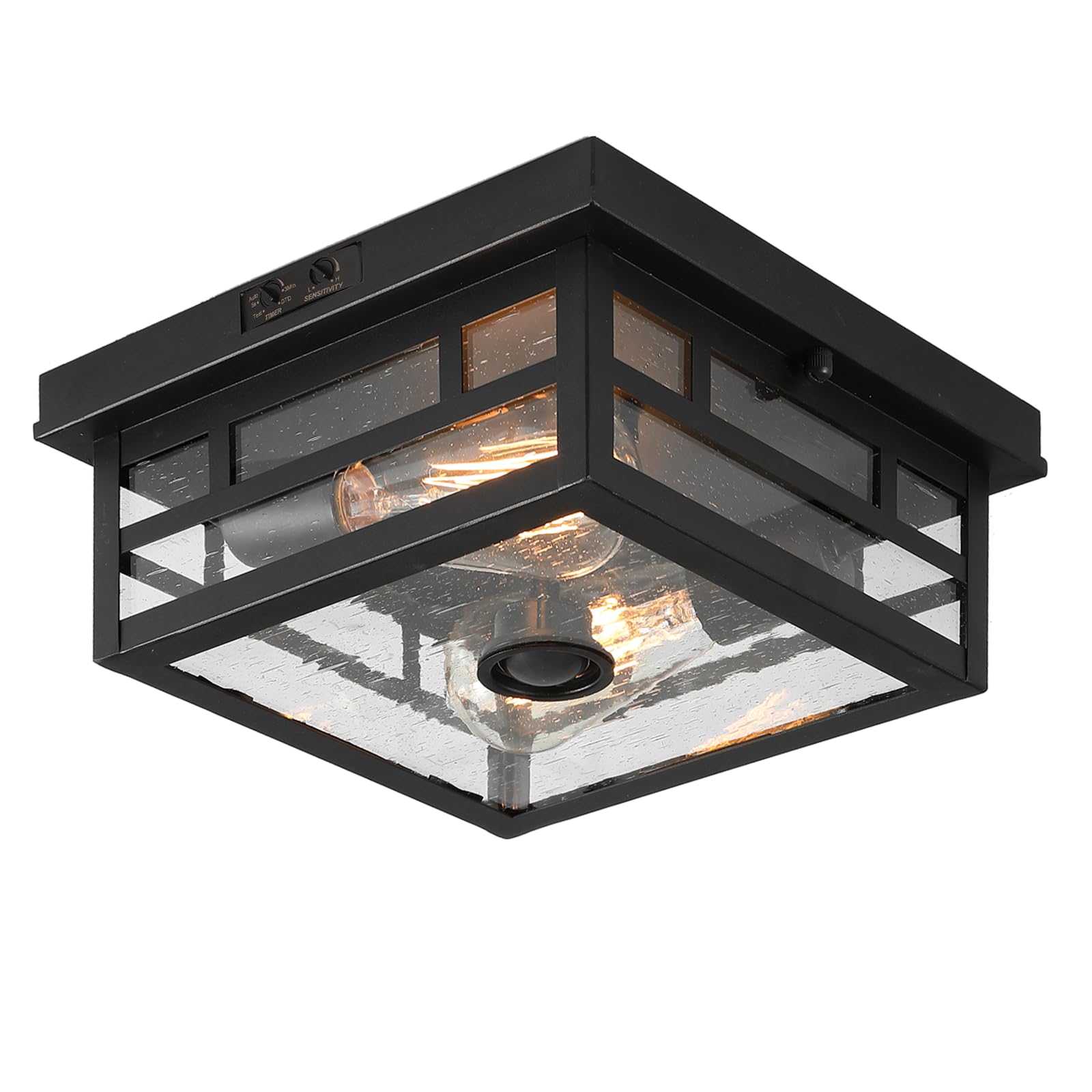 CALOKES Deckenleuchte mit Bewegungsmelder für den Außenbereich, zeitloses Industriedesign mit gesäftem Klarglas für Ihre Veranda, Auffahrt, überdachte Terrasse, Bauernhaus und Eingangsbereich