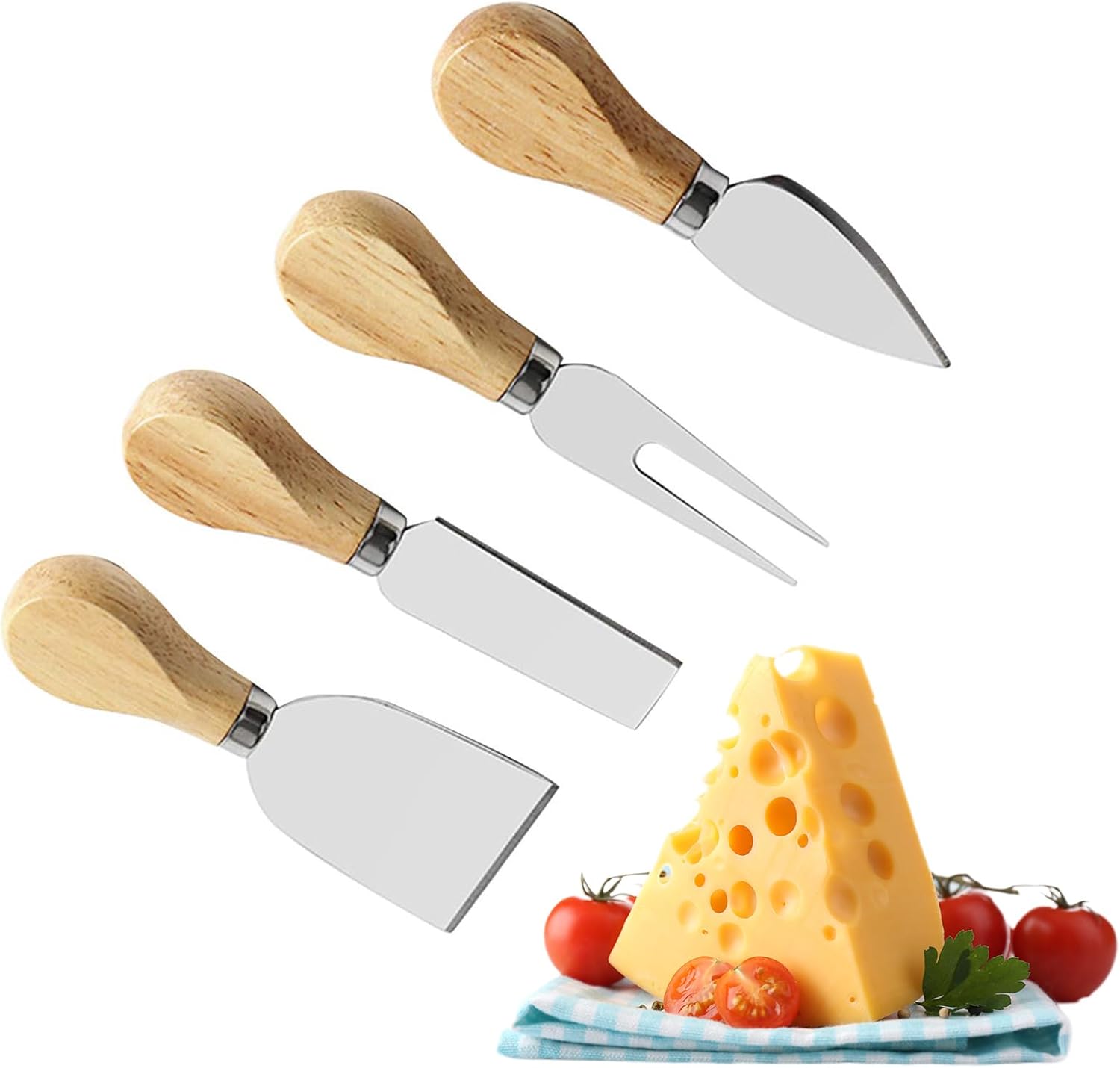 ATRDTO Cheese Knives Wooden Handle Cheese Knife Set for