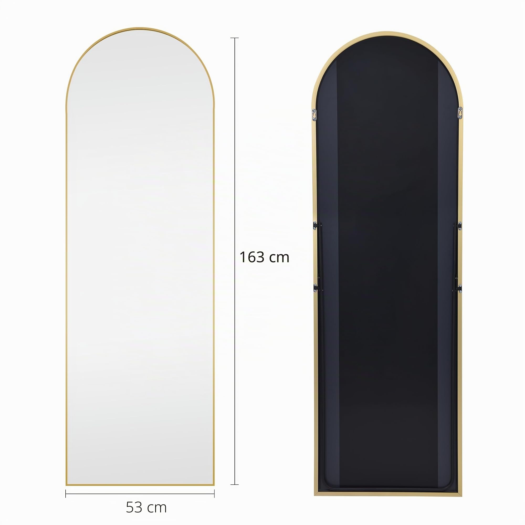 KOCUUY ARC Espejo de Cuerpo Entero, 161 x 52 cm Oro Espejo de pie Grande para Colgar, de pie, Apoyado Espejo de Pared Grande con Marco de Metal para SalóN, Dormitorio, Pasillo