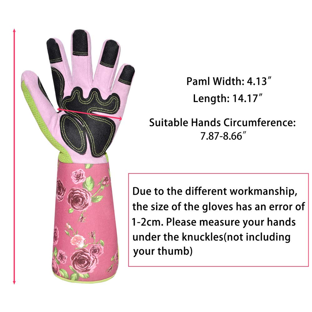 Gartenhandschuhe mit langen Ärmeln für Gartenarbeiter, zum Beschneiden und zum Schutz vor Stürzen, blumenmuster, Medium