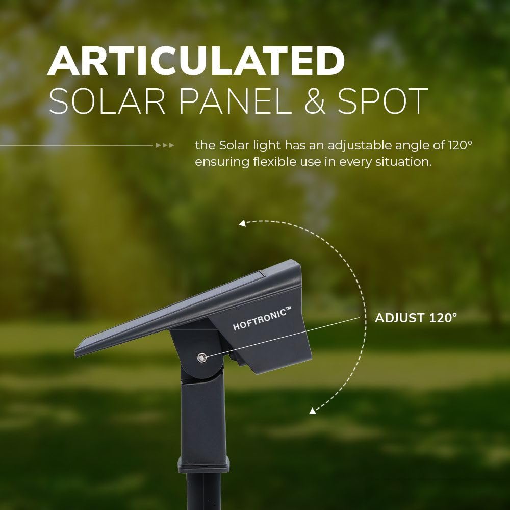 HOFTRONIC - Solar Gartenstrahler Odessa Superhell 300 Lumen IP65 Wasserdicht 3000K LED Solarlampen für Außen Solarleuchte 6 Stücke mit Erdspieß Solar Strahler Wintersolar Solarpanel Warmweiß