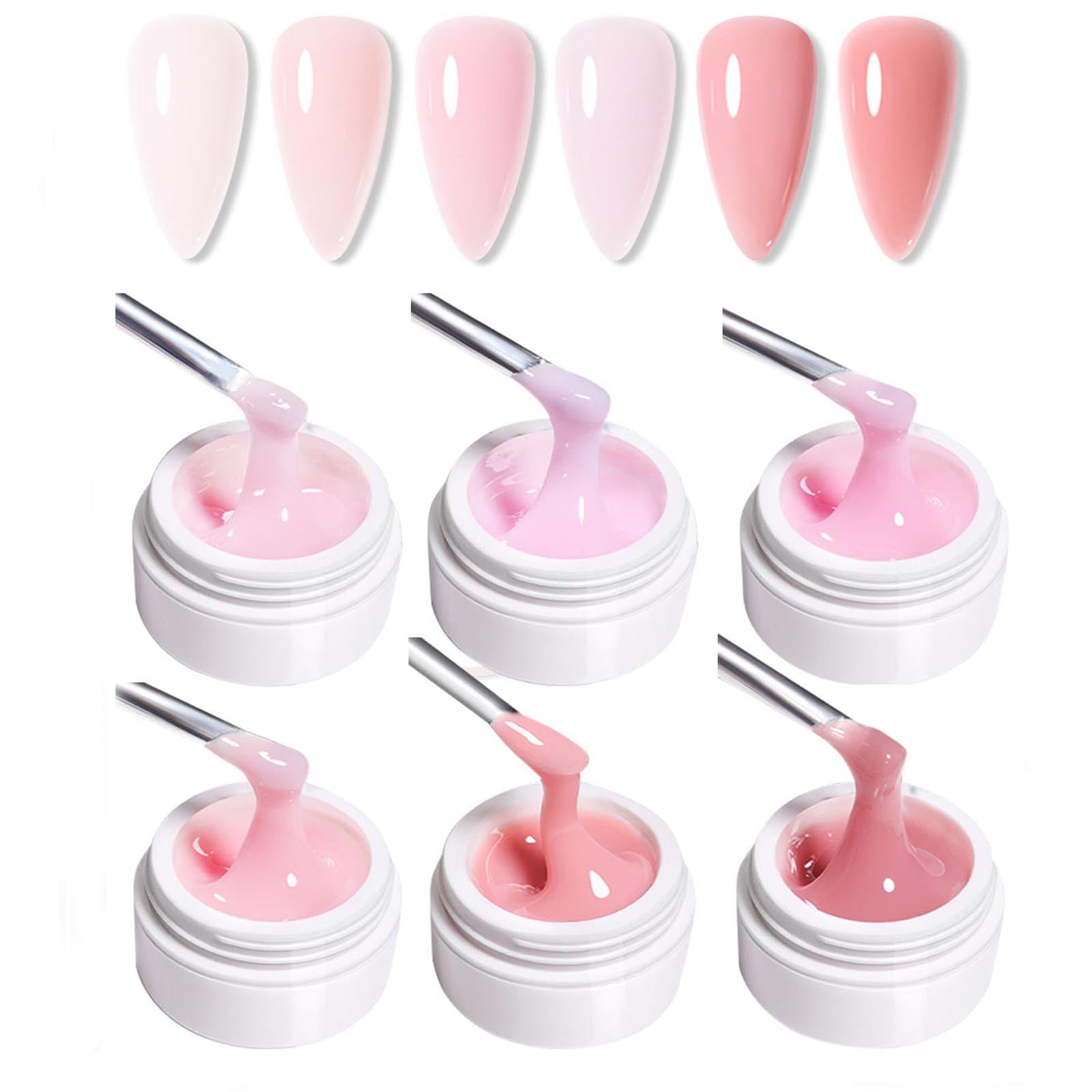 Lot de 6 extensions d'ongles en gel de construction pour ongles en gel