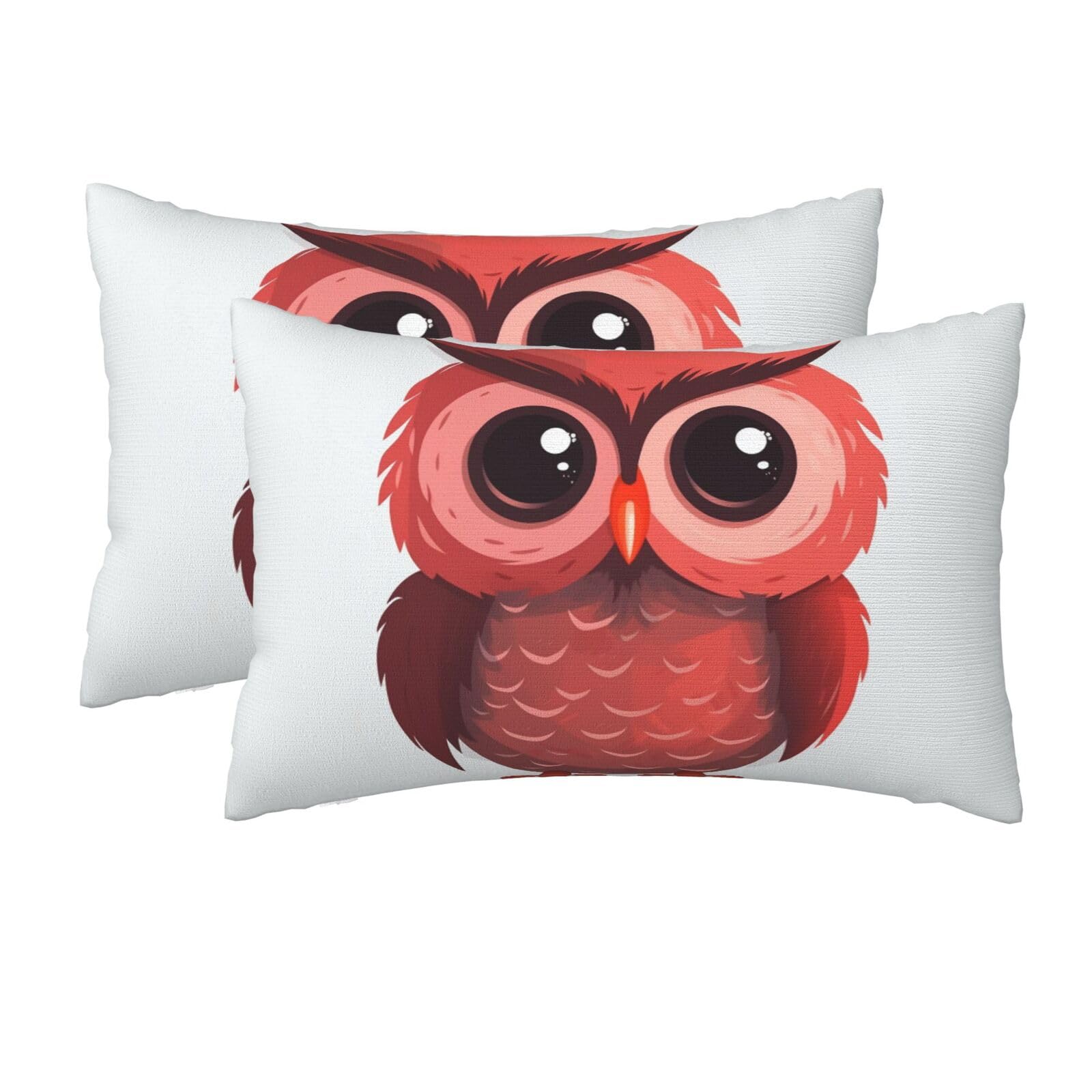 2 Pack Queen Pillow Cases with Hidden Zipper, Soft Breathable Pillow Covers for Hair and Skin, Cute red owl Pillowcases 20"x30" Bed Pillow Protectors Cover for Sleeping Gifts