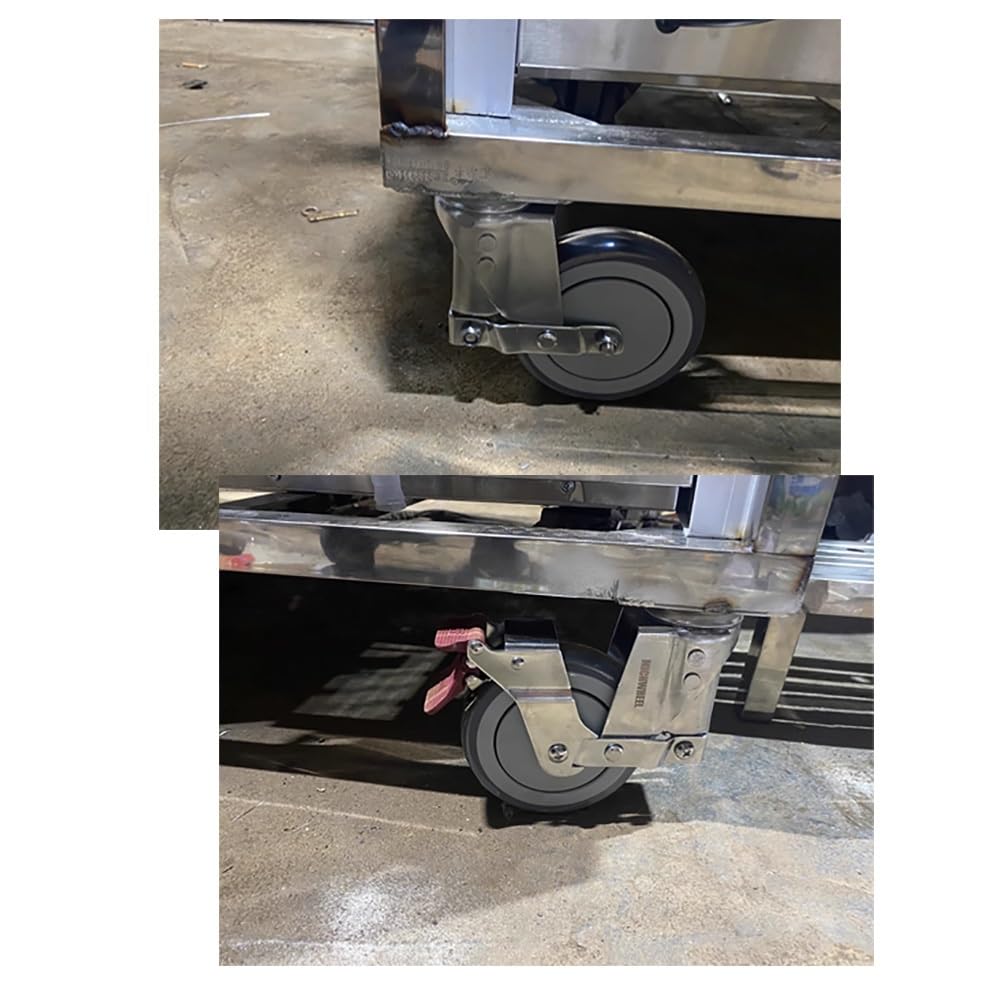 5 Pollice Ruote Pivottanti con Freni, Silenziose Ruote in Gomma TPR, 4 Pezzi Piroettante Piastra Ruote per Banco da Lavoro, Mobiletti(with Brake)