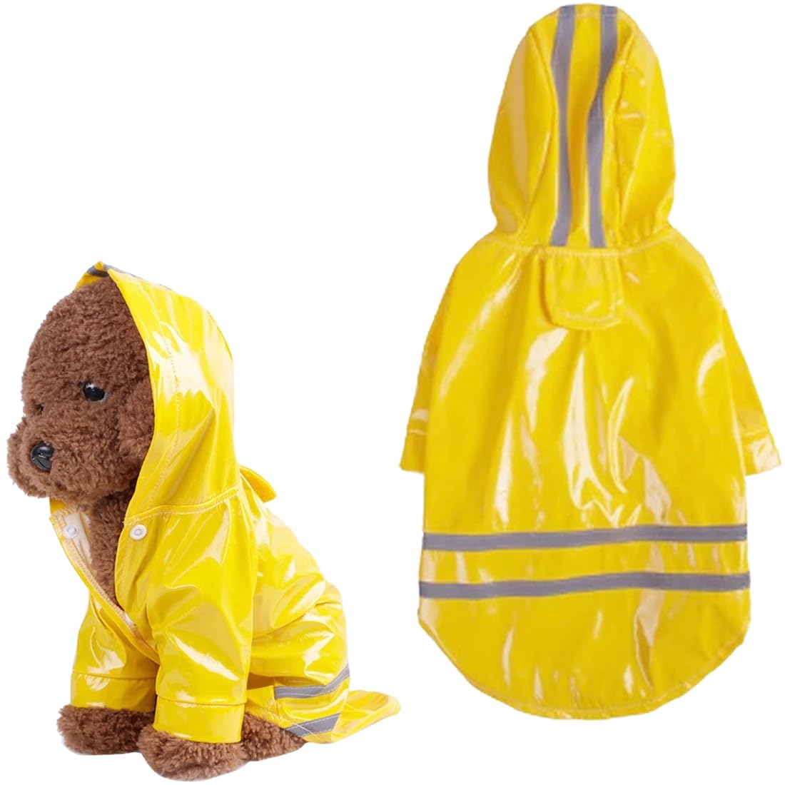 réfléchissante Manteau Chien Pluie avec Capuche Manteau imperméable avec Trou de Laisse légère réglable Poncho,Étanche Ultraléger et Aéré, pour Les Races Petites Moyennes,Giallo (1.5 à 2.5 kg)