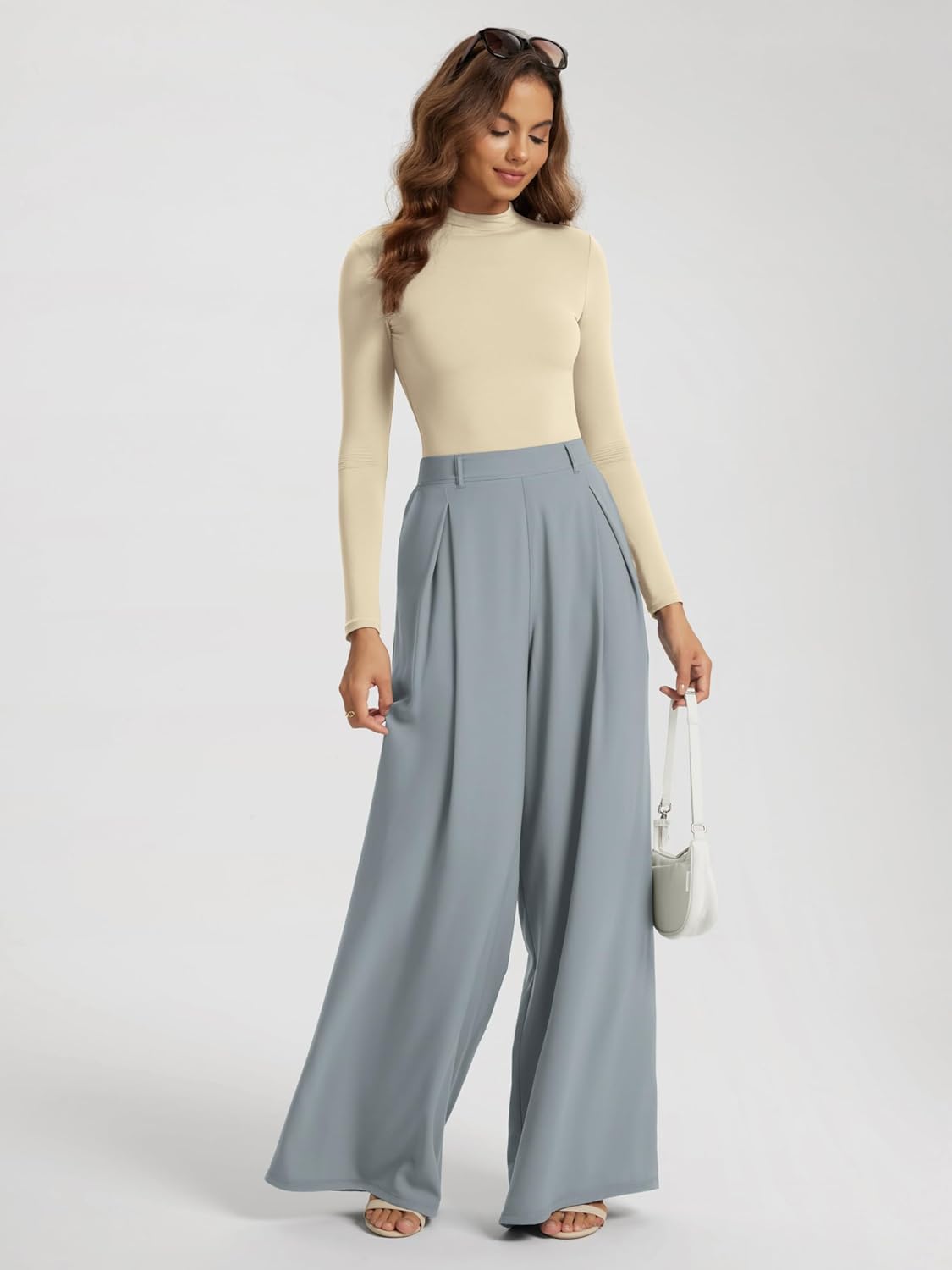 ODODOS Women's Double Layer Mock Neck Long Sleeve T-Shirts Ultra-Soft Lightweight Basic Tee Slim Fit Top - Image 5