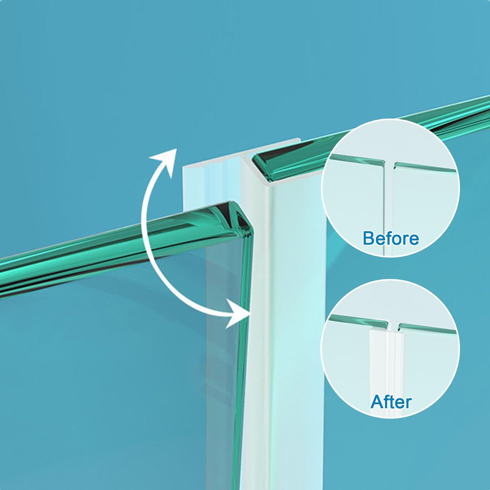 Gomas Mampara Ducha, Sello de Puerta de Vidrio Impermeable a Prueba de Viento, Sello de Mampara de Ducha de PVC Duradero for Separación de Baño Seco y Húmedo(2pcs,6mm/0.23in)