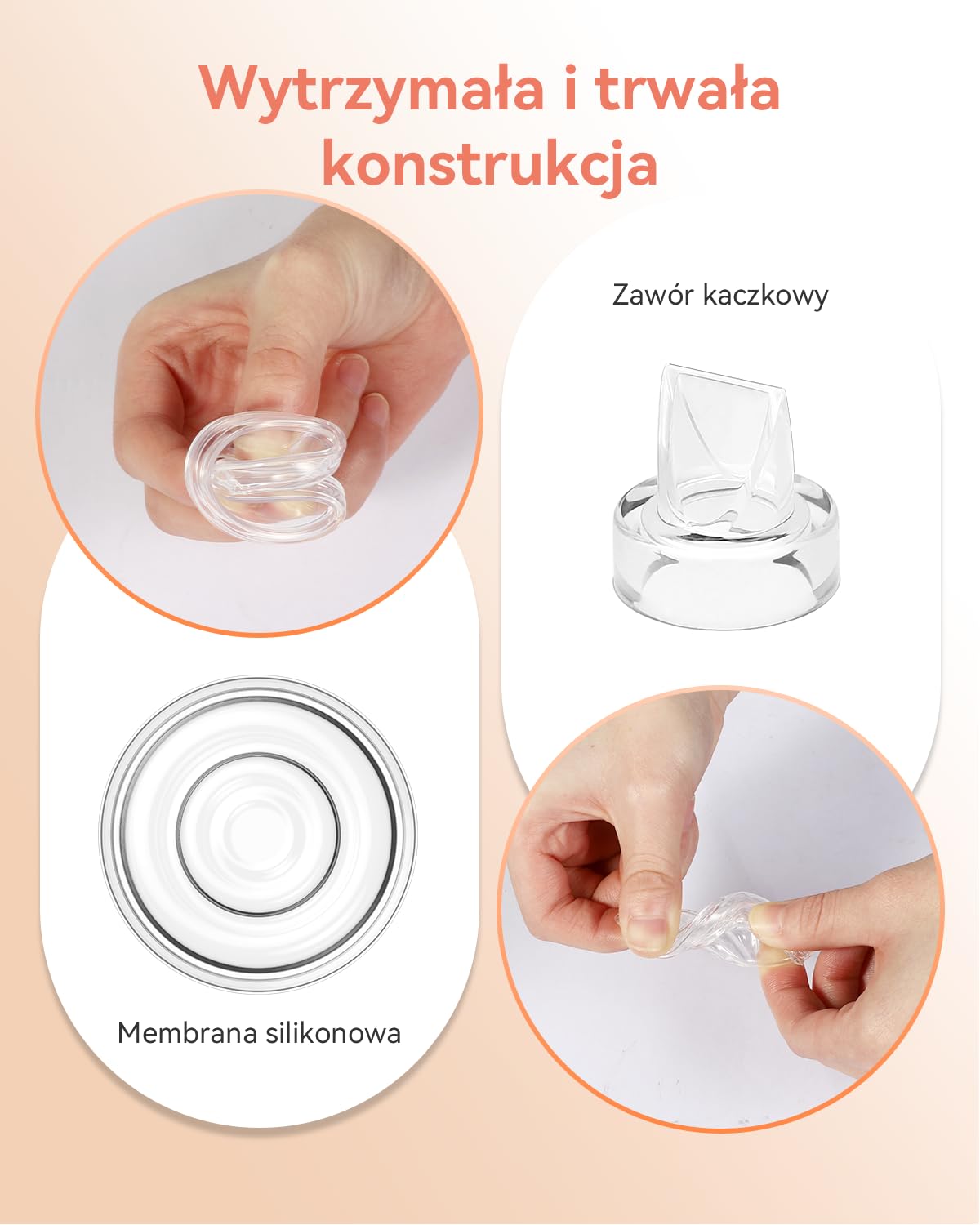 Części zamienne do laktatora Momcozy S12, w zestawie 4 silikonowe zawory z dzióbkiem kaczki i 2 silikonowymi pompkami do mleka, bez BPA, przenośne akcesoria do laktatora