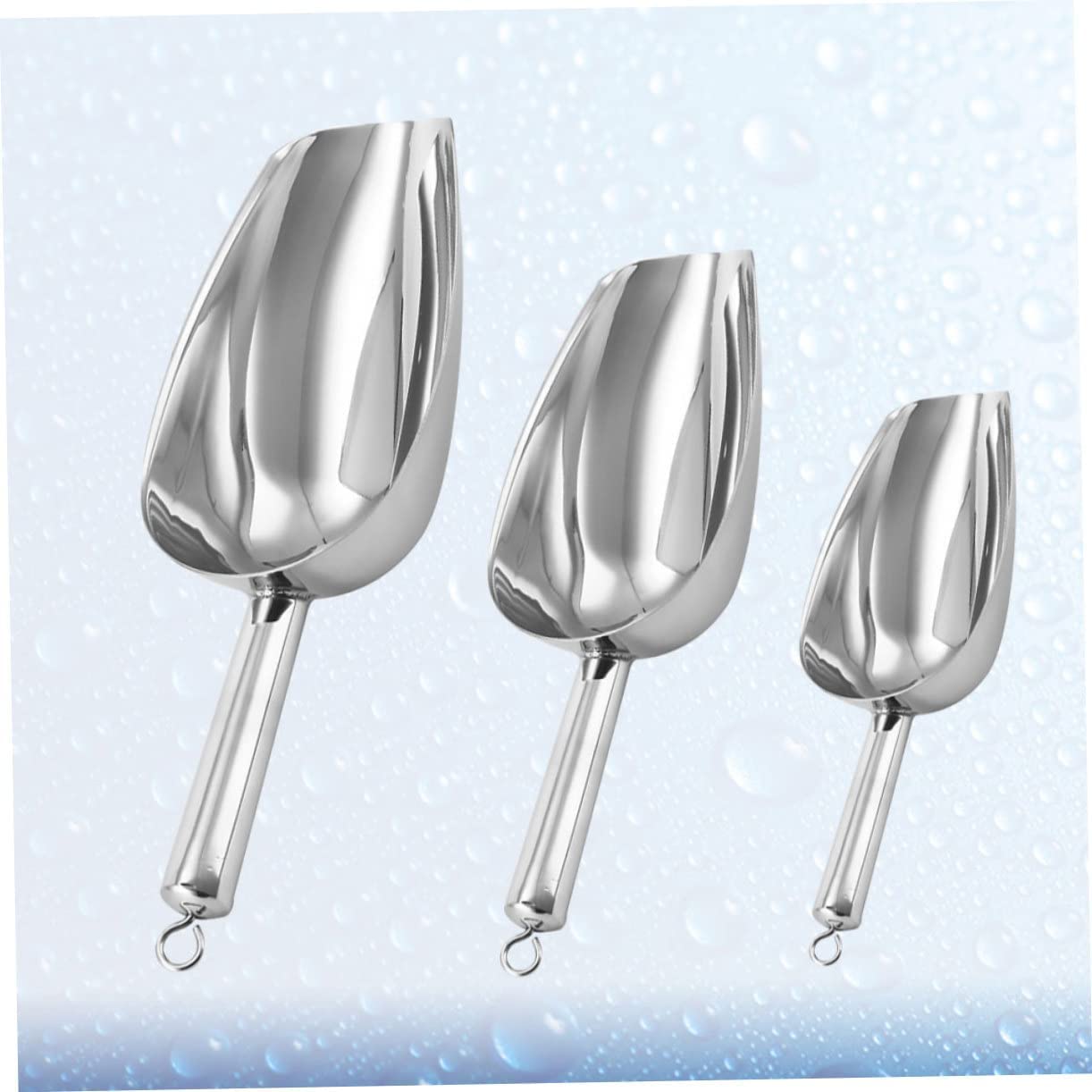 3pcs Fondo Piccolo Negozio Rotondo Tè Scooper Caramella di Metallo Per Flessibile In Acciaio Buffet Congelatore Pala Cubo Paletta Dessert Bar Patatine di Cereali Proteine Farina Addensato Dado Cucch