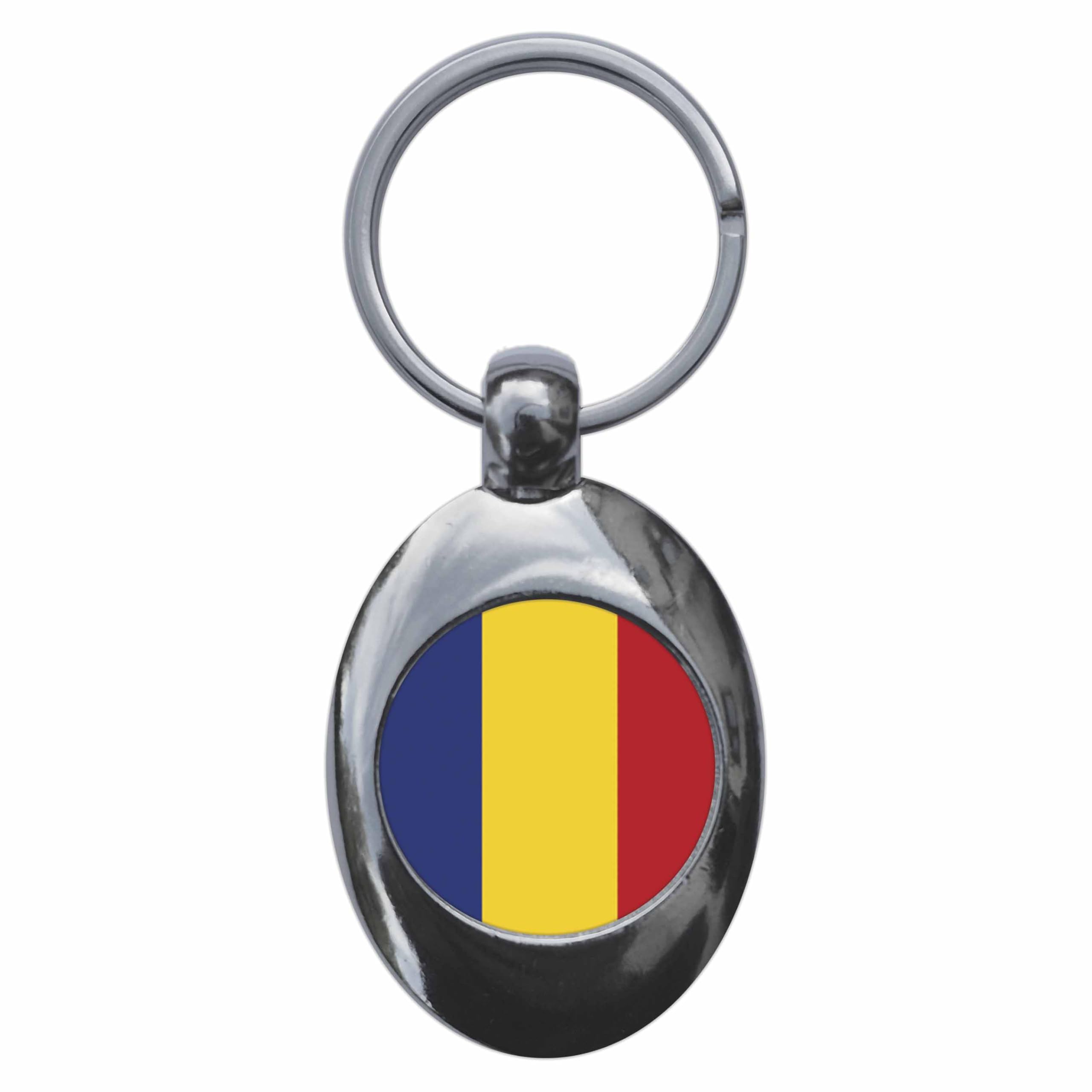 Ozorath Romania Romanian National Flag Keyring Keychain Key Ring Chain With Trolley Coin