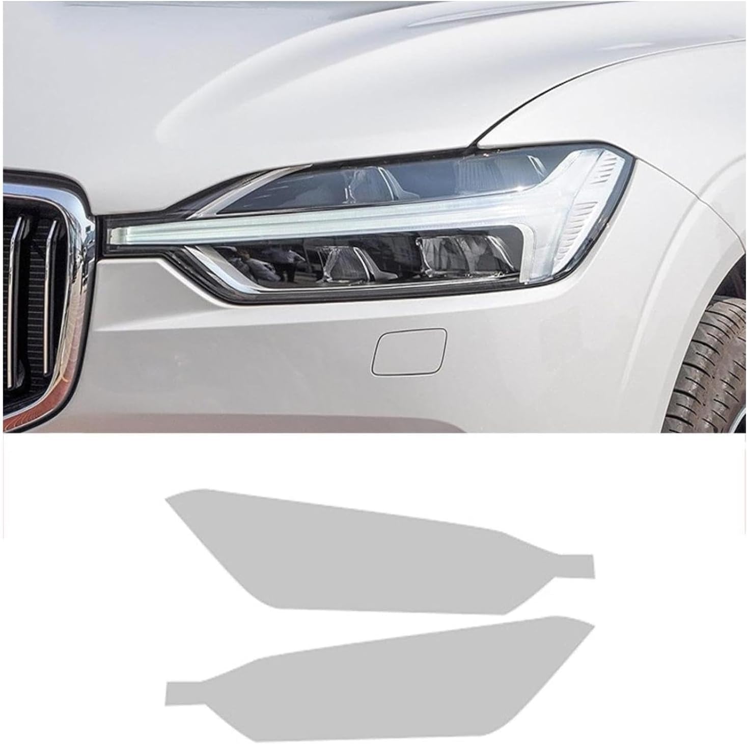 SamLng Car Front Light Film for Volvo XC60 2018-2020 Car Headlight Film Front Light Transparent Blackened Moulding Vinyl Protection Sticker Car Light Film