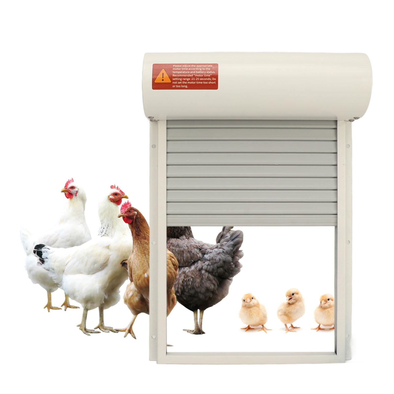 Puerta de Gallinero con Energía Solar, Controlador de Pantalla LED Seguro, Puerta Automática de Gallinero con Energía Solar, 2 Modos de Control con Temporizador para Patos de