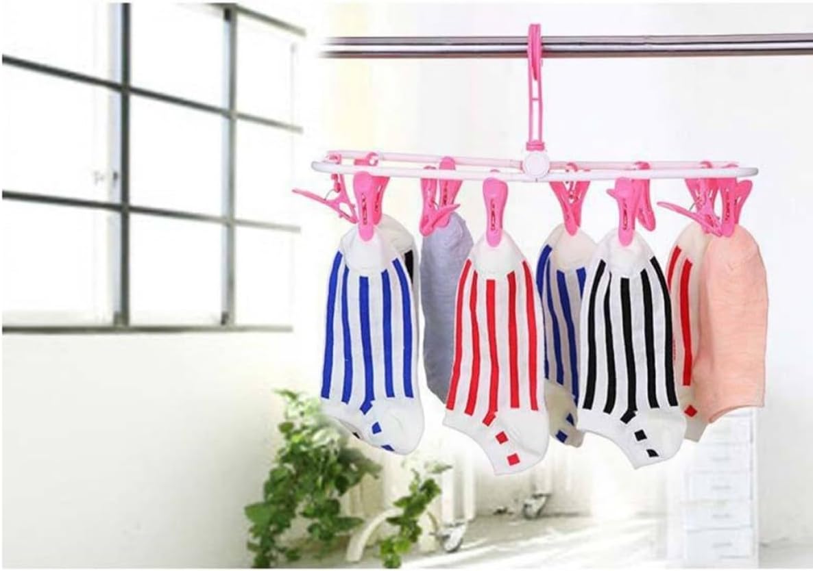 Foldable Clip and Drip Laundry Drying Rack with 12 Strong Pegs