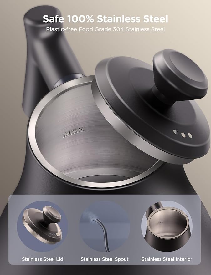 Tetera Eléctrica Govee Smart WiFi 0.8L Acero Inoxidable Negro miniatura 6