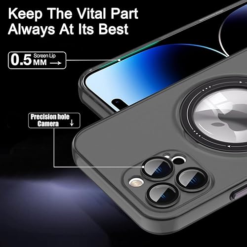 Miniatura 3 de Funda magnética para iPhone 14 Pro, con anillo de soporte, compatible con Magsafe protección de cámara grado militar a prueba de golpes con parte