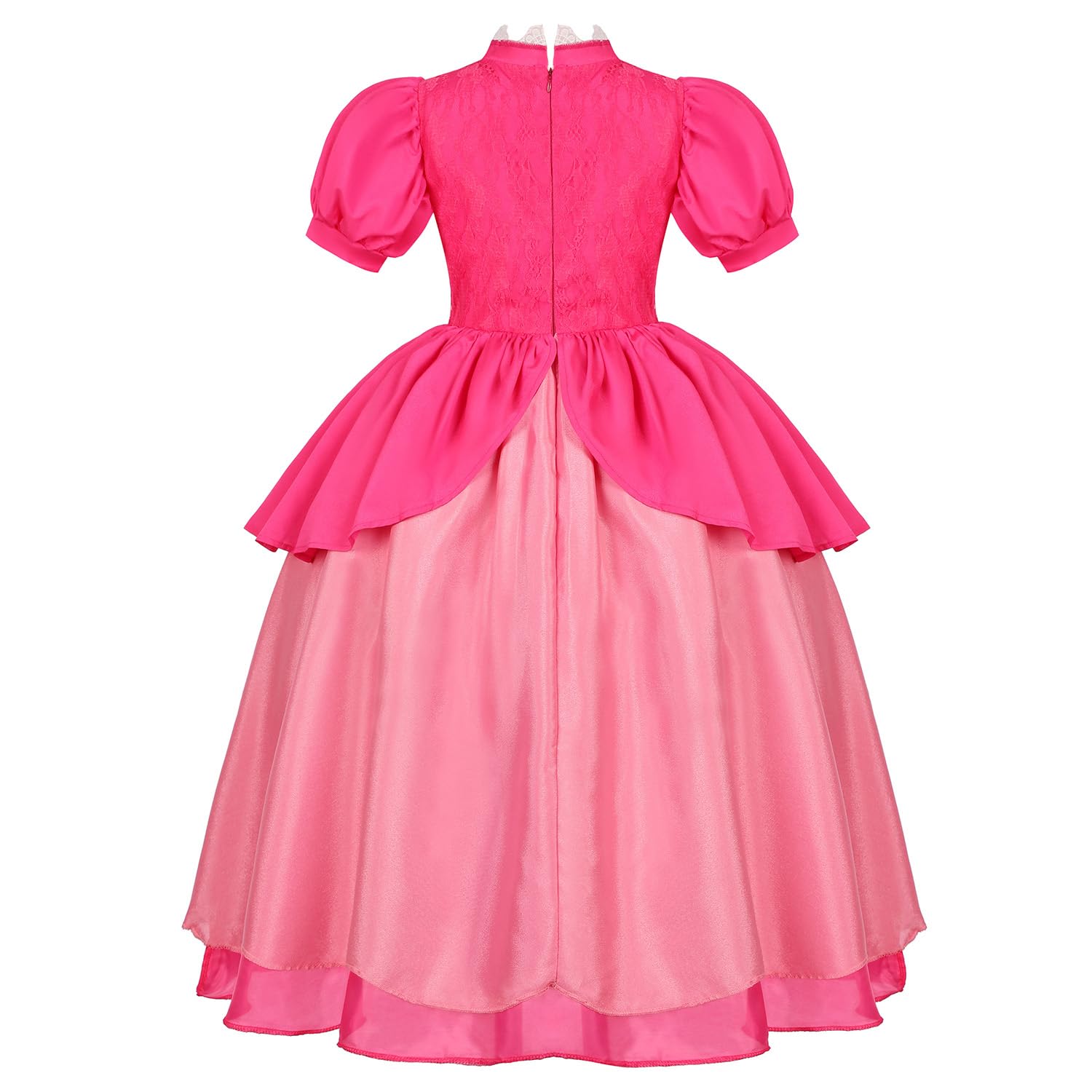 Miulruma Pink Princess Costume for Girls Kids Deluxe Fairytale Royal Dress with Wig Gloves Jewelry Wand Halloween Party Set - 5