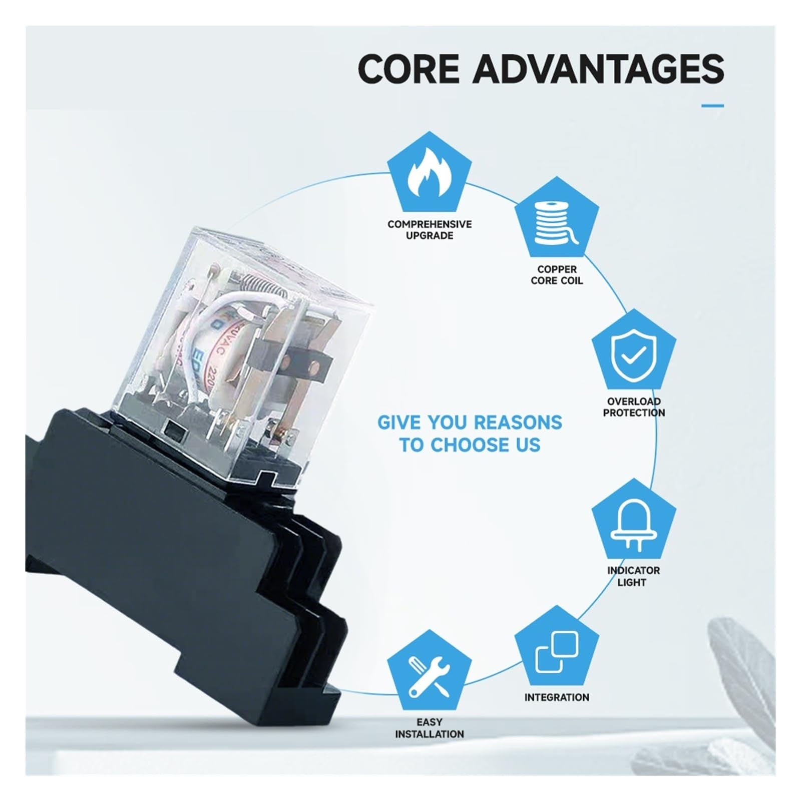 5pcs LY2NJ LY3NJ LY4NJ DIN Rail Power Relay 12V 24V DC 110V 220V 380V AC with Socket Base Mi-cro Industrial Control Relay(LY3NJ,AC 380V)