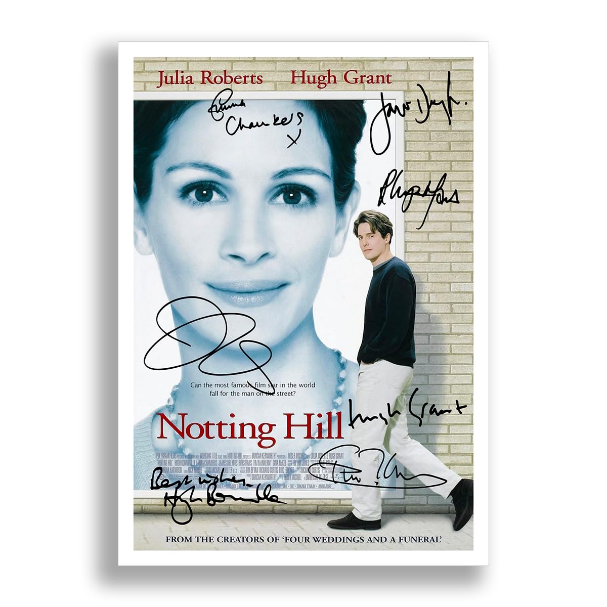 Mounted Gifts Notting Hill Cast Signed A4 Poster Photo Print Framed Autograph Gift 1999 Movie Film Julia Roberts Hugh Grant (A4 Poster only)