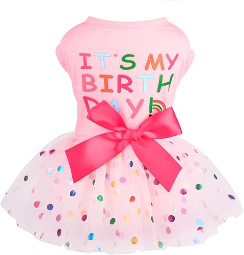 Vestido de cumpleaños para perro, ropa de primavera para perros pequeños, hembra, cachorro, princesa, tutú, lindo vestido de tul para perro,