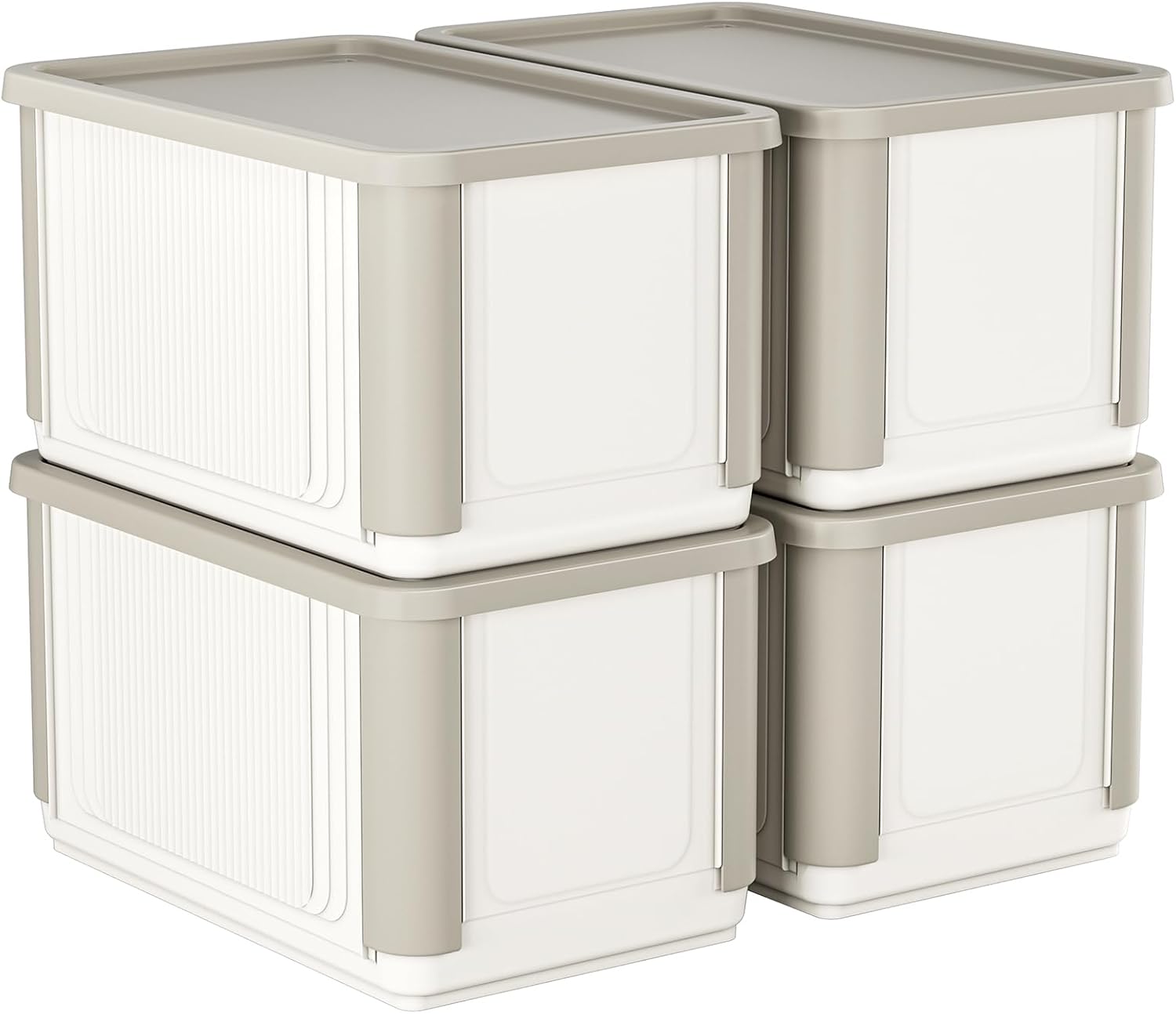 HAIXIN Collapsible Storage Bins with Lids 4 Pack - 62.8 QT Foldable Closet Storage and Organizer Plastic Stackable Storage Box for Home Garage Office Craft 62.8QT x 4 Pack