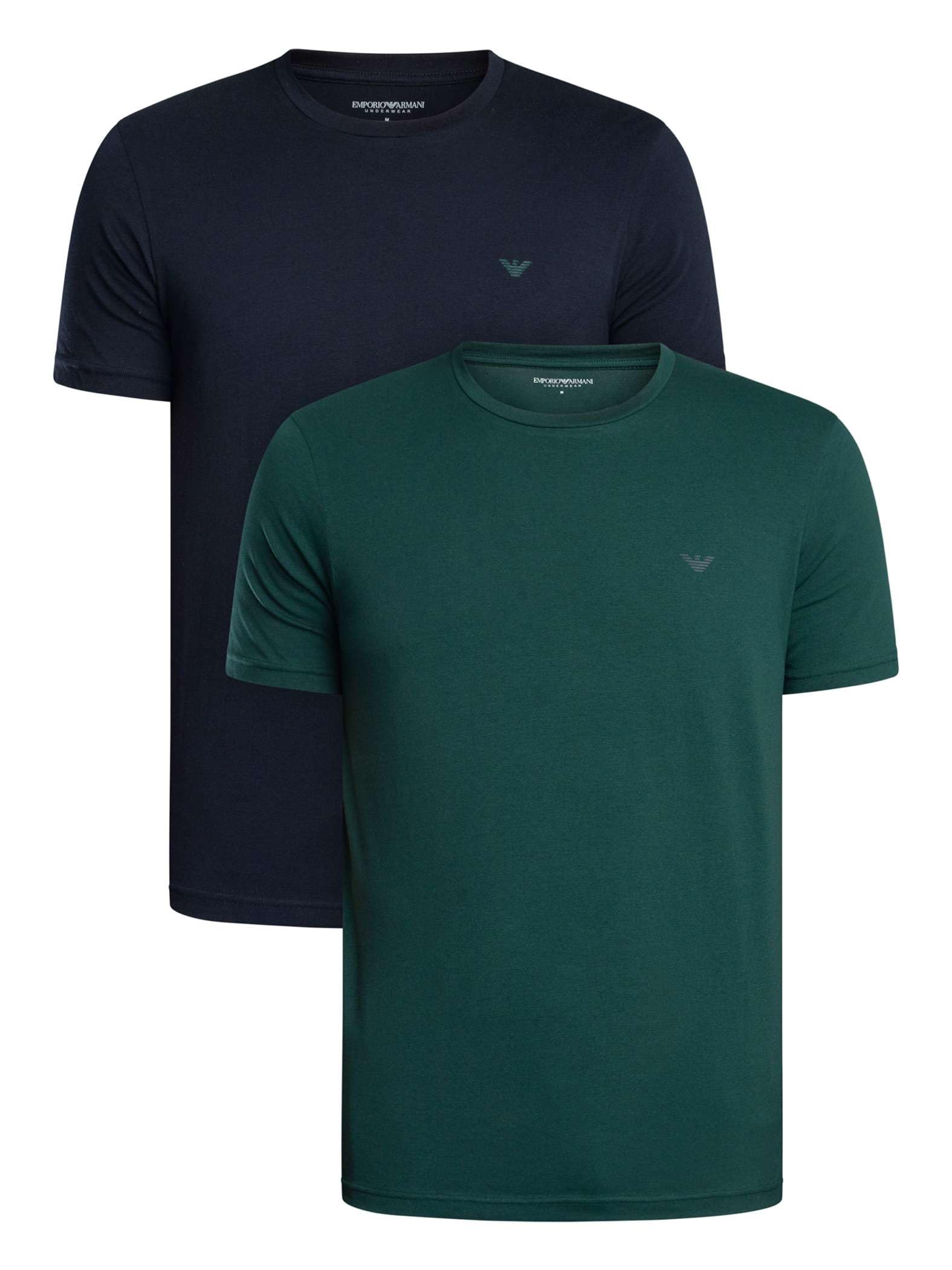 Emporio Armani Man'S Endurance - Paquete de 2 Camisetas de Cuello Redondo, Color Azul, Talla XXL, Ajuste Regular, Azul, XXL