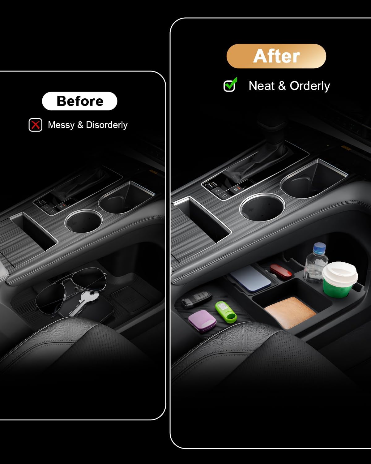 2026 Sienna Center Console Organizer - For 2021-2025 2026 Toyota Sienna Lower Console Silicone Organizer Tray With Two Cup Holders - 2021-2026 Sienna(LE/XLE/XSE/Limited/Woodland/Platinum) Accessories